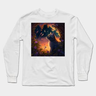 Feline Sunset Serenade Long Sleeve T-Shirt